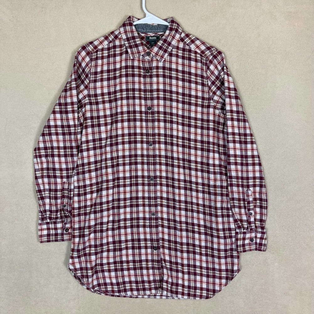 Roots Canada Long Sleeve Flannel‎ Shirt Womens S Multicolor Plaid Pockets Cotton